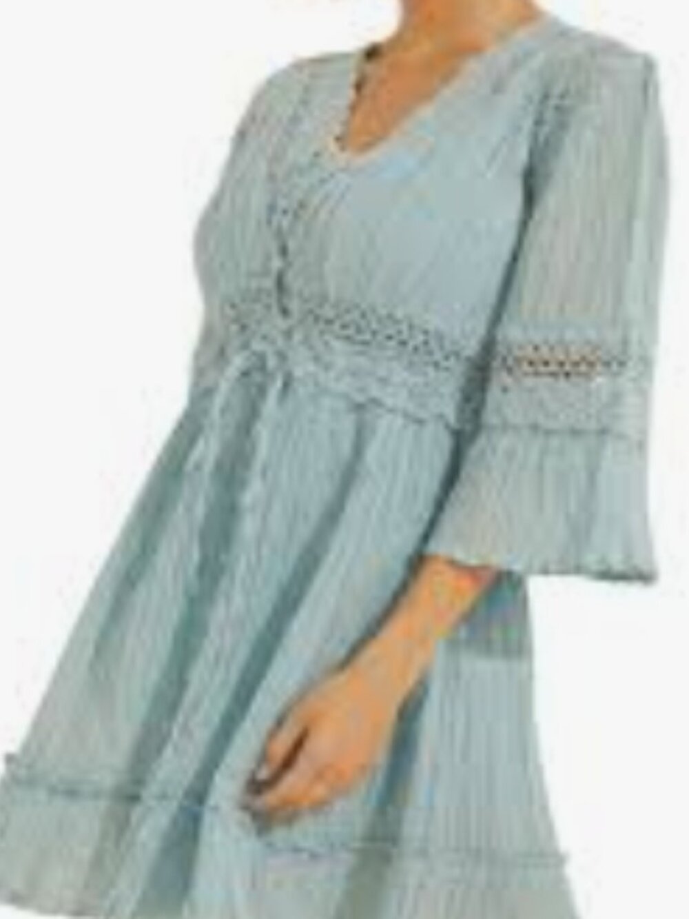 GUESS Women's Reya Gauze Fit & Flare Dress Blue